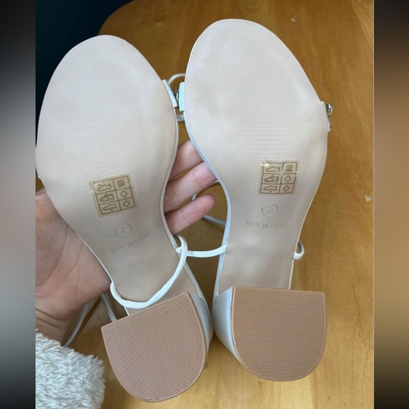 “Be Mine” (ASOS) Ivory Satin Jewelled Bridal Heels - Picture 4 of 5